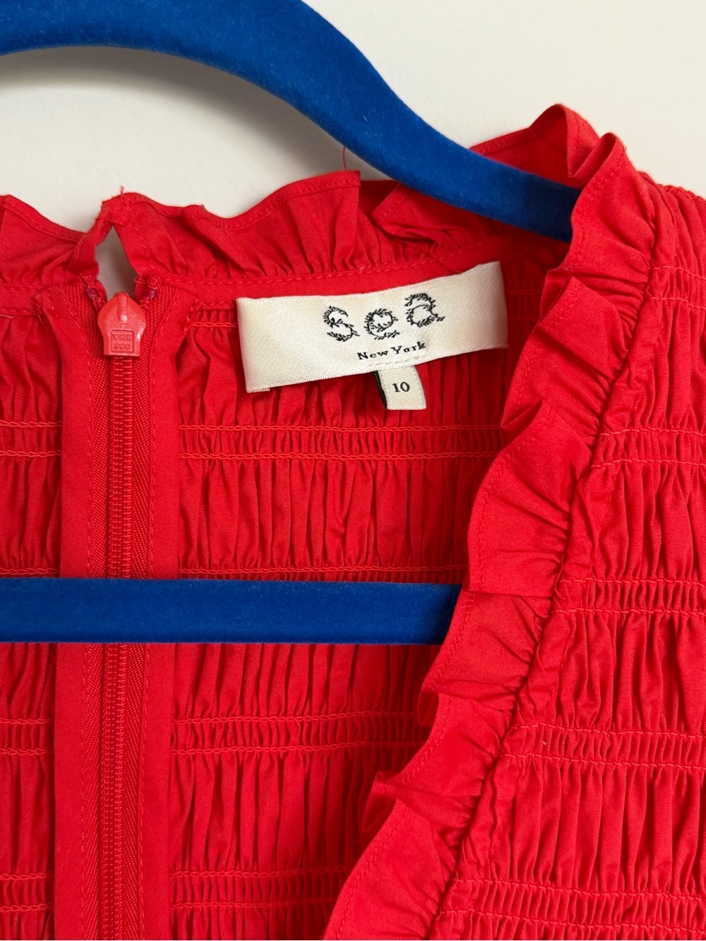 Sea New York “Gaia” Scarlet Smocked Dress, Size 10 - EUC - Picture 7 of 13